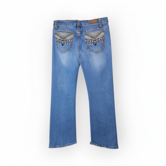 Shyanne Denim - Shyanne Aztec Print Pocket Mid-Rise Flare Jeans